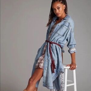 Anthropologie Draped Denim Duster